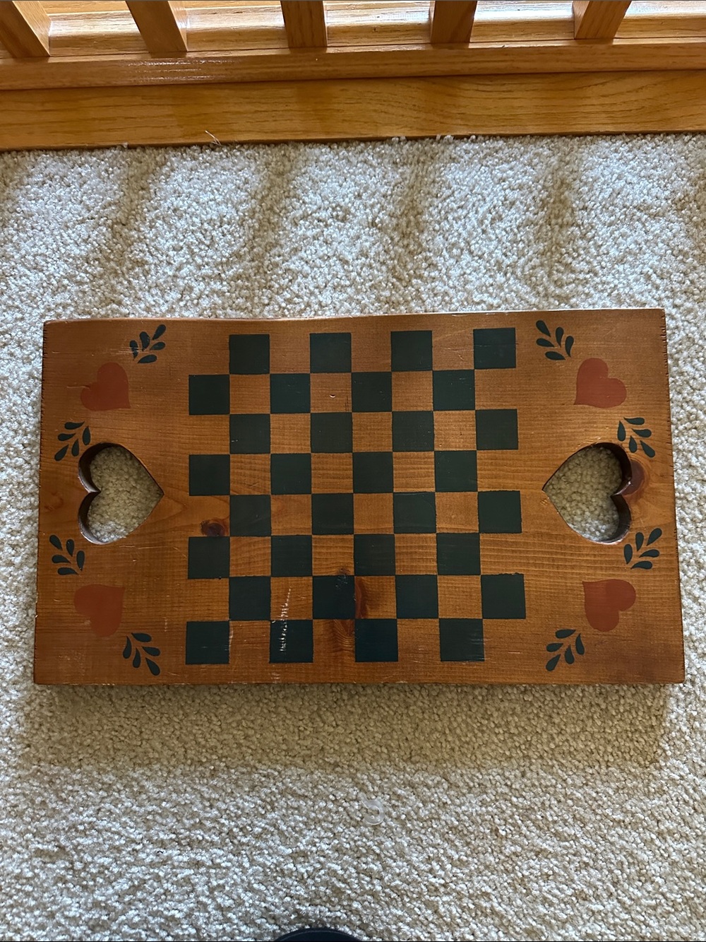 Hand-Painted Wooden double side Board Game - with cut out hearts ❤️